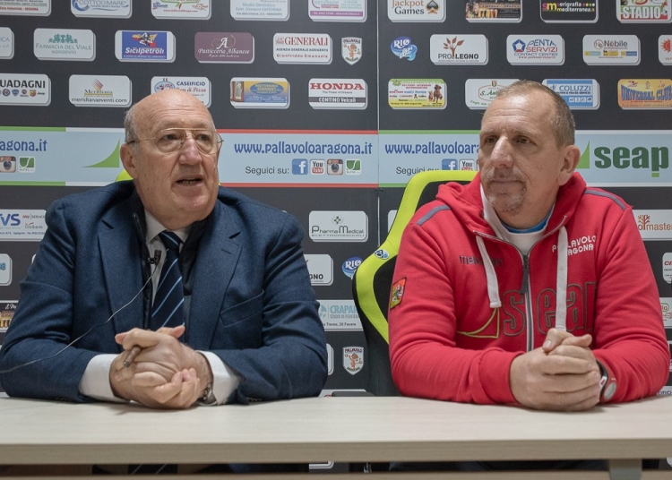 Nella foto il presidente della Seap Aragona, Nino Di Giacomo, ed il tecnico Paolo Collavini. 
