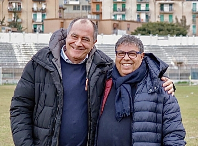 Nella foto il presidente dell&#039;Akragas, Giuseppe Deni, ed il vice Carmelo Callari (Foto Akragas)