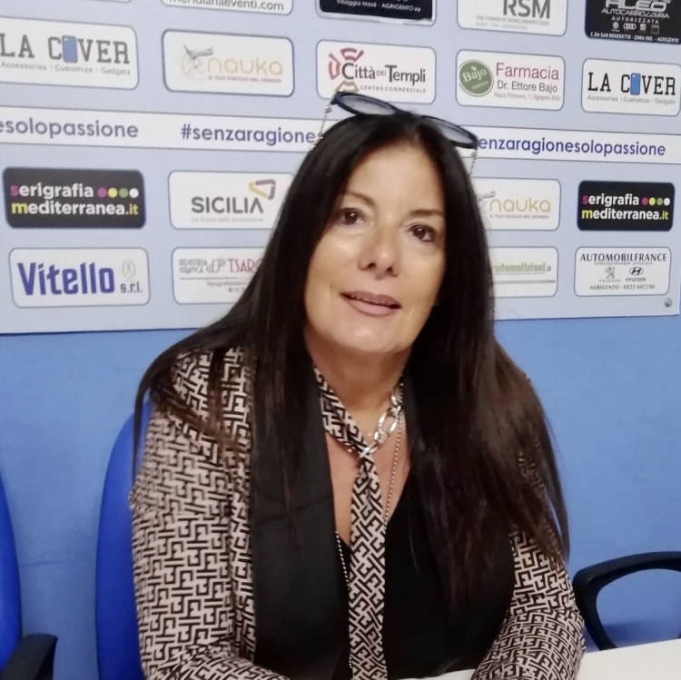 La presidente dell&#039;Akragas, Sonia Giordano, in sala stampa al termine della gara vinta col Casteltermini