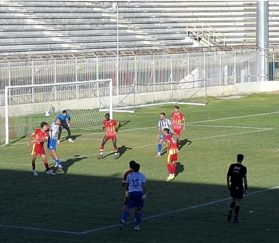 Una fase di gioco della gara vinta dall'Akragas col Borgetto
