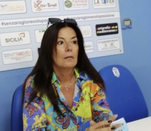 La presidente dell&#039;Akragas Sonia Giordano al termine della partita vinta col Marsala